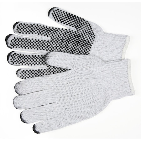 Mcr Safety Gloves, Reg Dot 1 Side Whiter 7 Gauge W/ Tips, L, 12PK 9650L